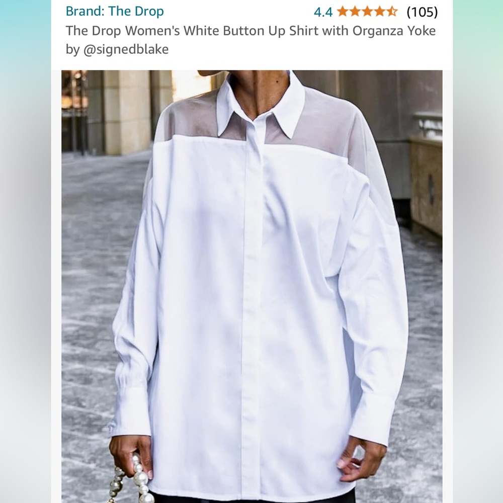 Amazon The Drop Women's White Button Up Shirt by @signedblake Size L